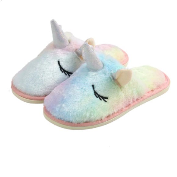 Rainbow Unicorn Slippers Women’s Large EXC - Picture 1 of 2